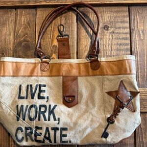 Canvas and Leather Tote Bag